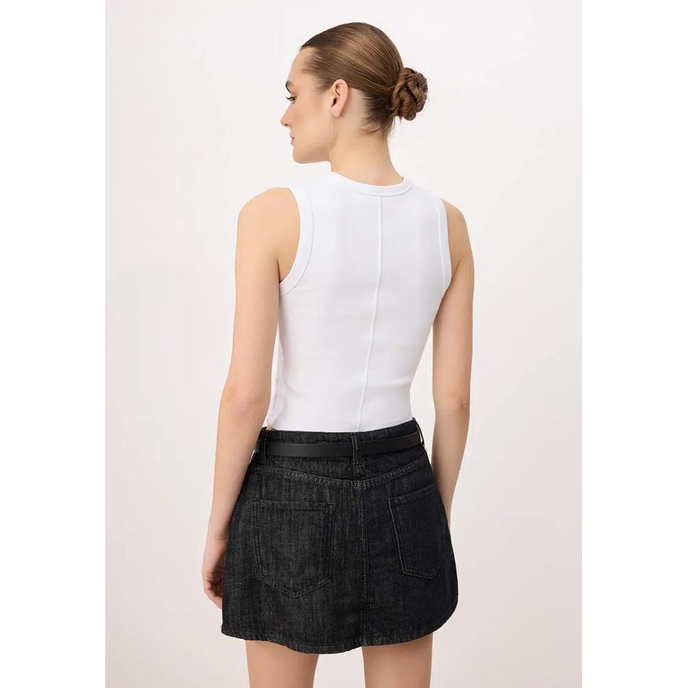 Черный поясной джинсовый шорты-юбка с эффектом юбки сзади Twoaw26Sr2 2