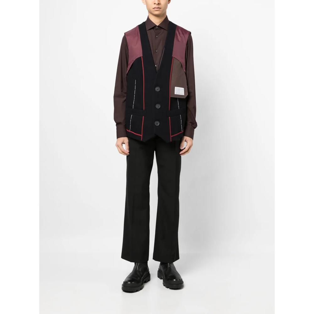 patchwork-design wool vest 2