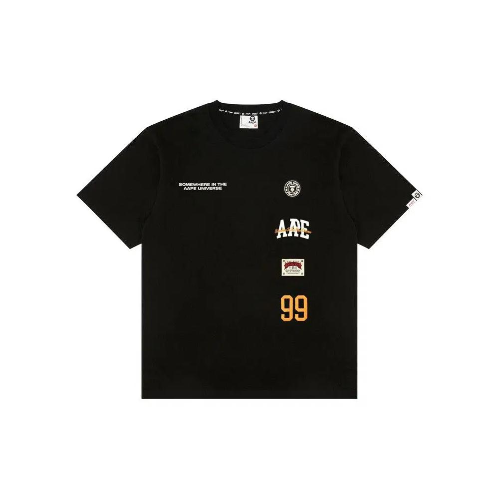 Футболки с коротким рукавом AAPE AAPEUNVS Unvs Multi-Logo Tee 'Black' 1