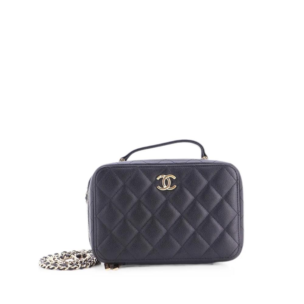 Маленькая сумка-сэтчел CC Zip Around Top Handle Vanity Case with Chain Quilted Caviar 1