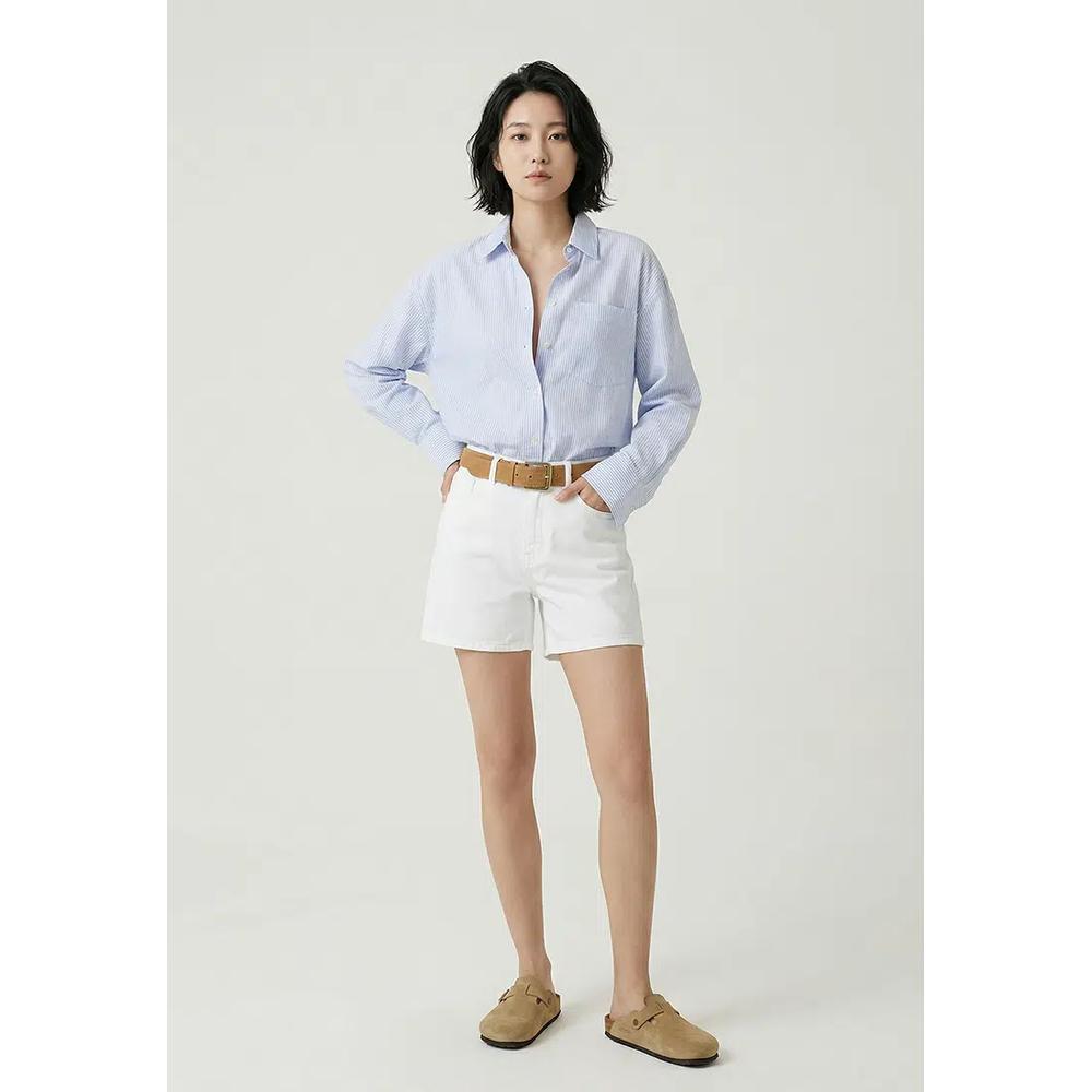 Белые джинсовые шорты с высокой талией в стиле City Boy TWOSS25SR00172 6