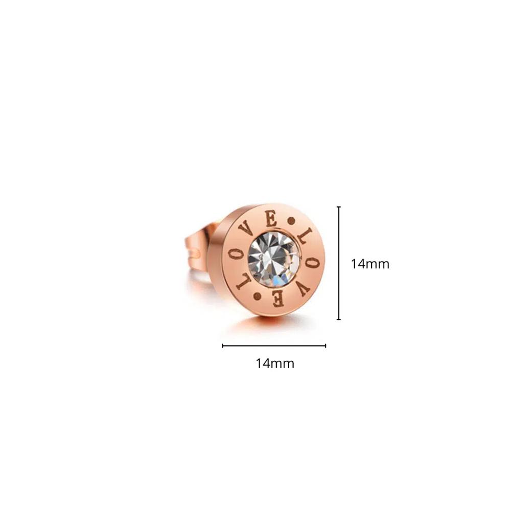 Гвоздики Love Bezel Studs, розовое золото/прозрачный 4