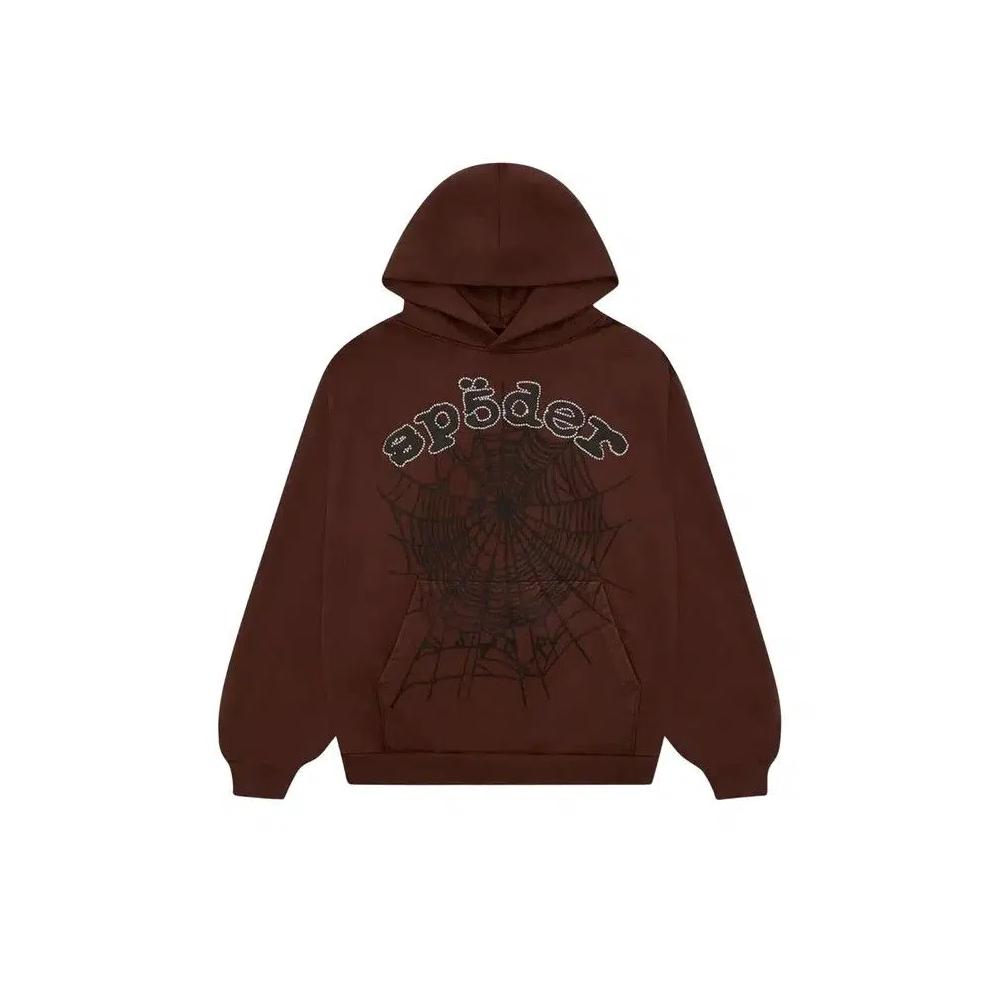Худи Sp5der x Travis Scott ComplexCon Exclusive Rhinestone Web Hoodie 'Brown' 1