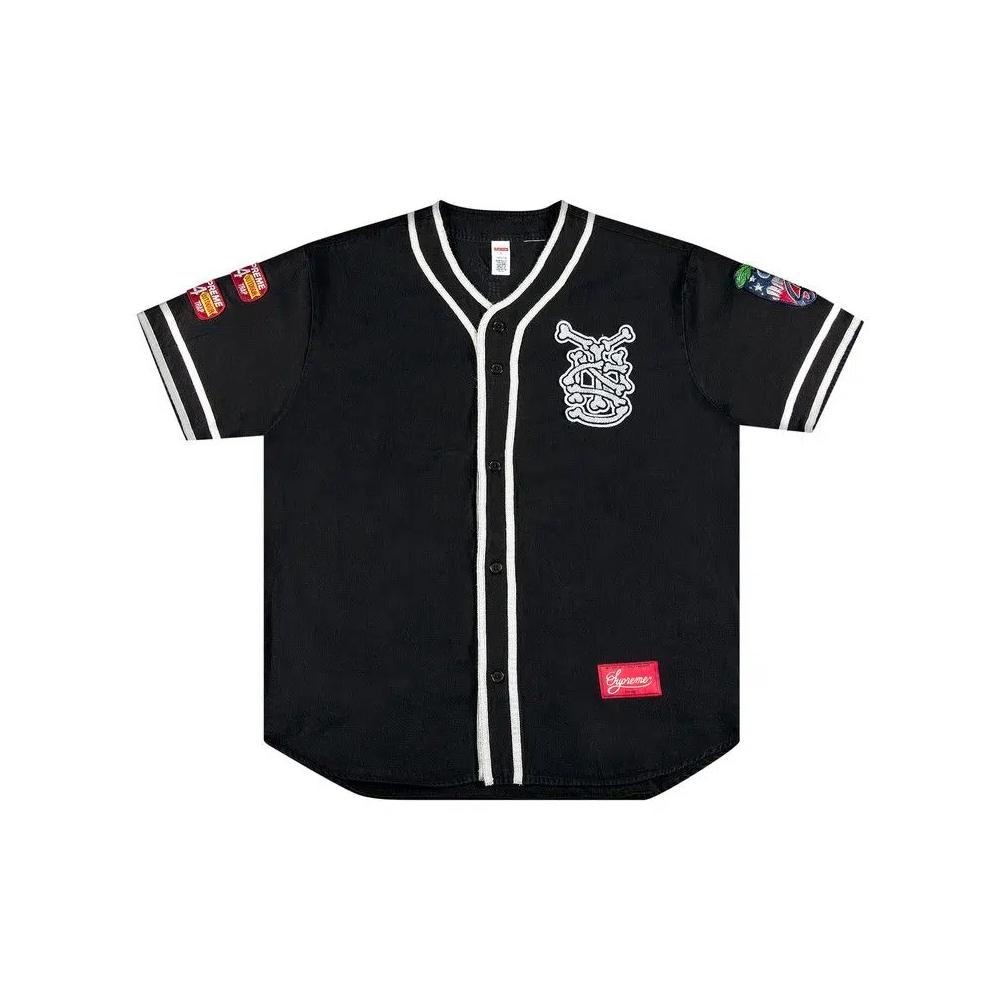 Джерси Supreme Patches Denim Baseball Jersey 'Black' 1