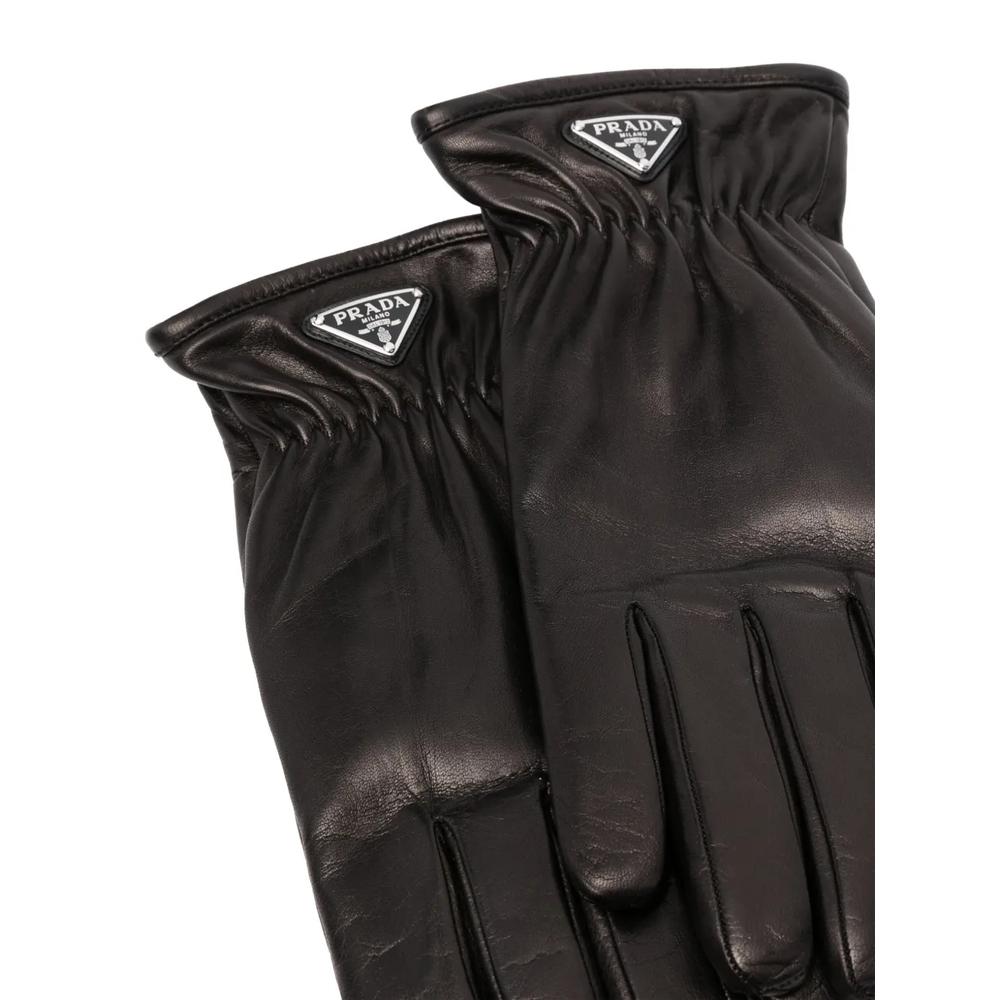 triangle-logo leather gloves 2