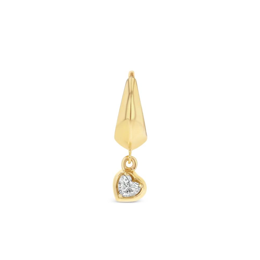 Серьга Heart Diamond Hoop из желтого золота с бриллиантами 2