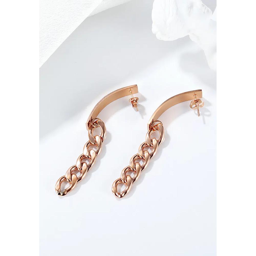 Серьги-гвоздики Royal Chain в розовом золоте 3