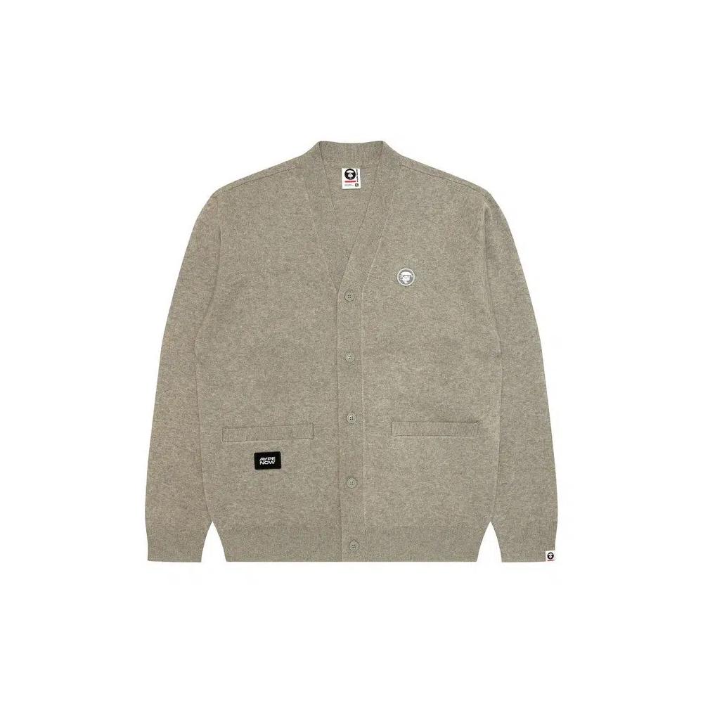 Кардиганы AAPE Now Moonface v-Neck Cardigan 'White/Heather' 1