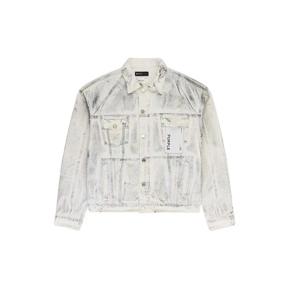 Джинсовые куртки PURPLE BRAND X-Ray Iridescent Wave Foil Denim Jacket «Белый» 1