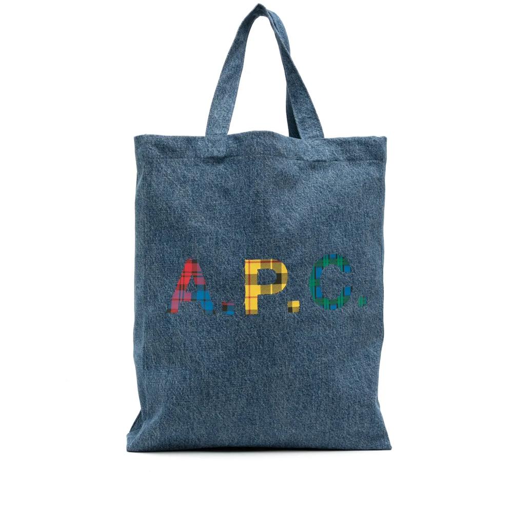 logo-print denim tote bag 1
