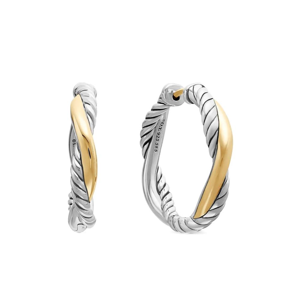 Серьги-кольца Petite Infinity из желтого золота и серебра (17.3 мм) 1
