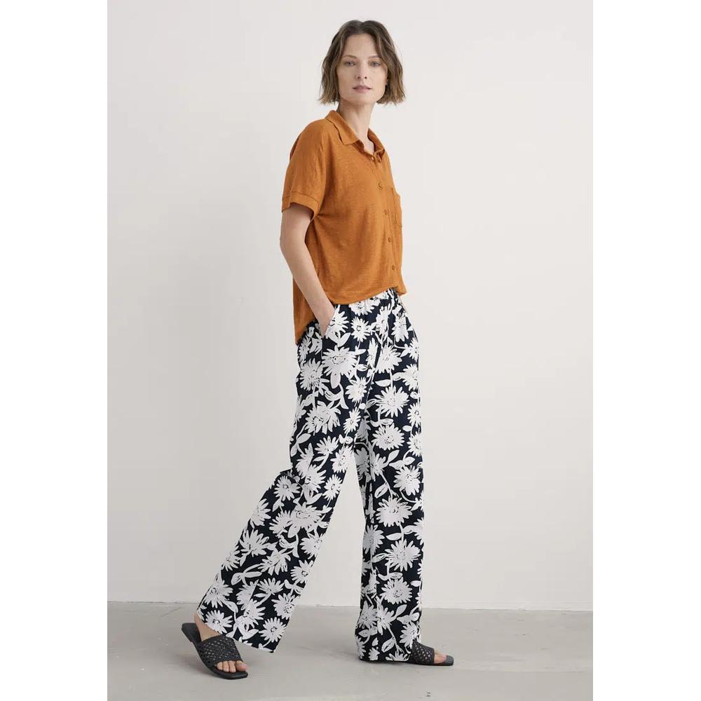 Seasalt Cornwall Navy Poolfield Органические хлопковые принтованные брюки (GOTS) 2