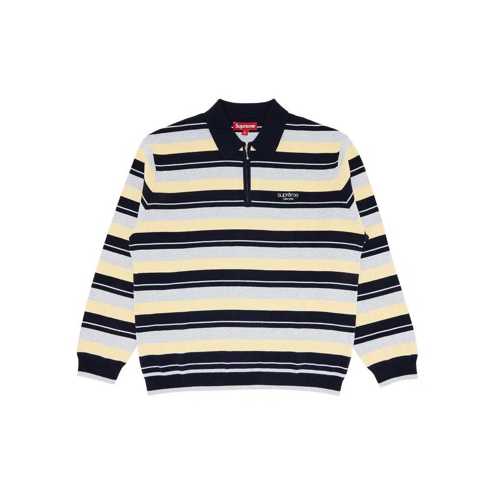 Поло Supreme Stripe Zip Long-Sleeve Polo 'Темно-синий' 1