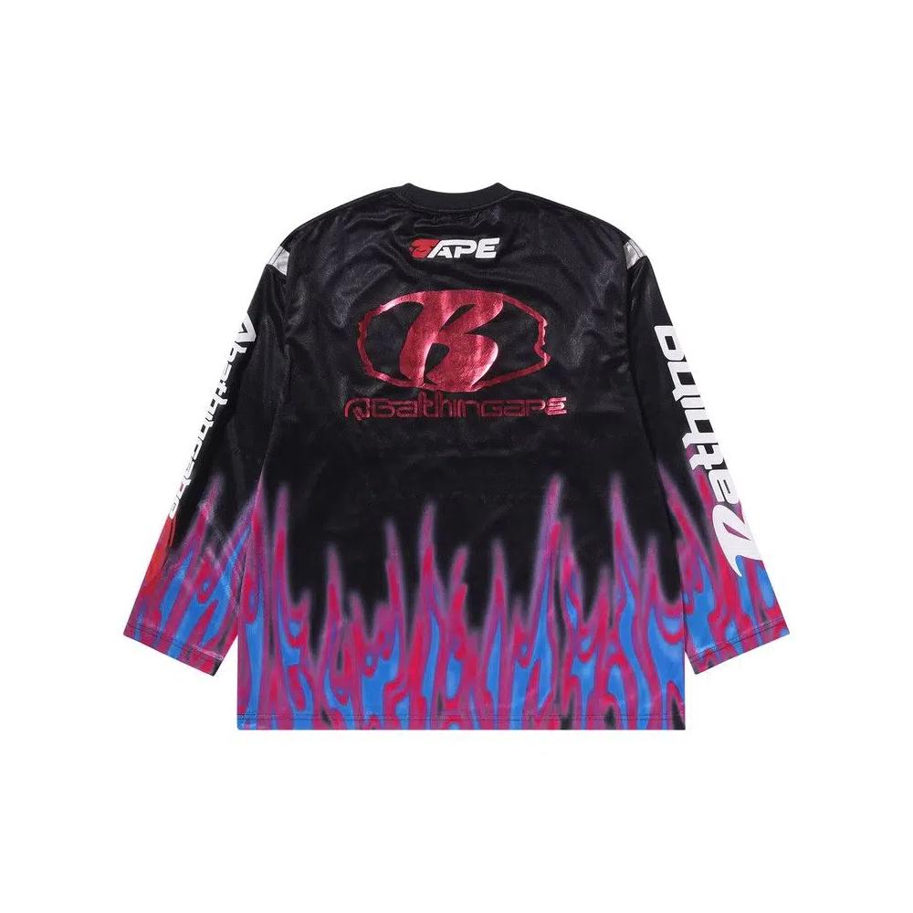 Футбольные джерси BAPE Flame Pattern Multilogo Relaxed Fit Football Jersey 'Черный' 2