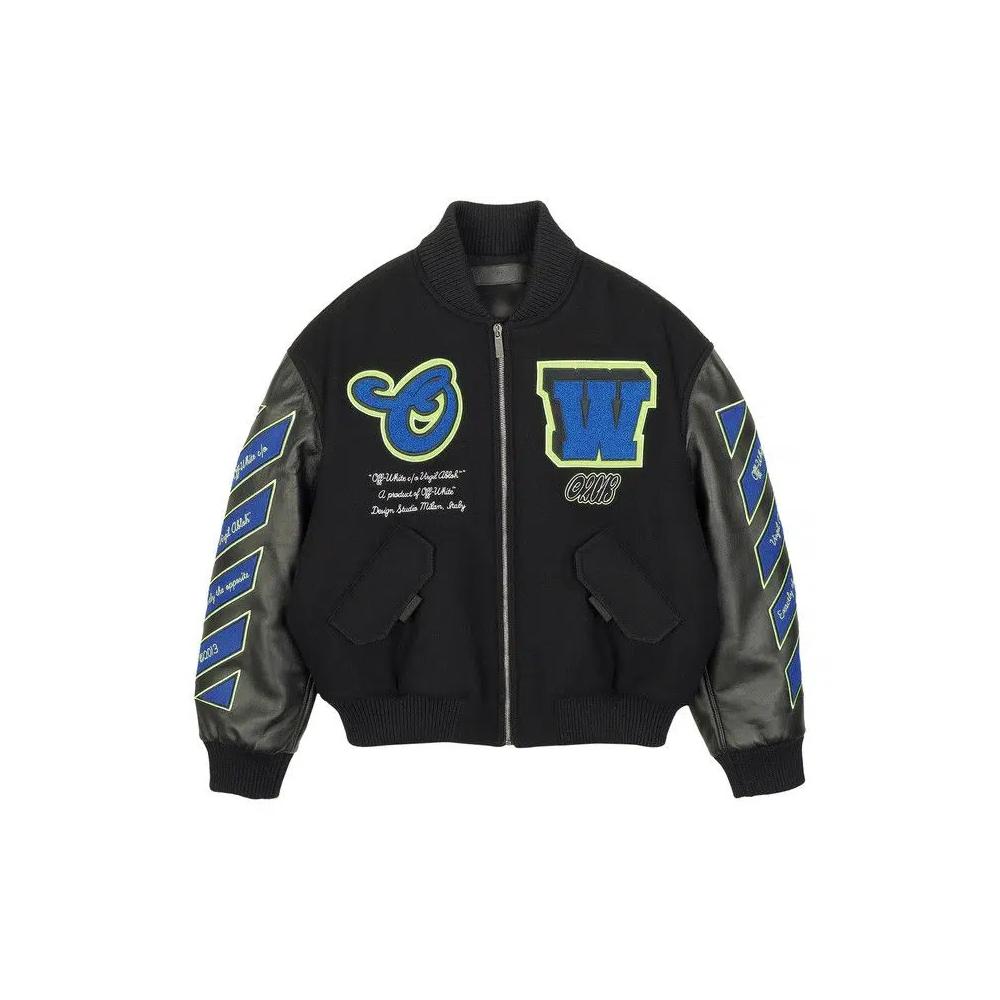 Бомберы Off-White Hammer Leather Over Bomber 'Black/Blue' 1