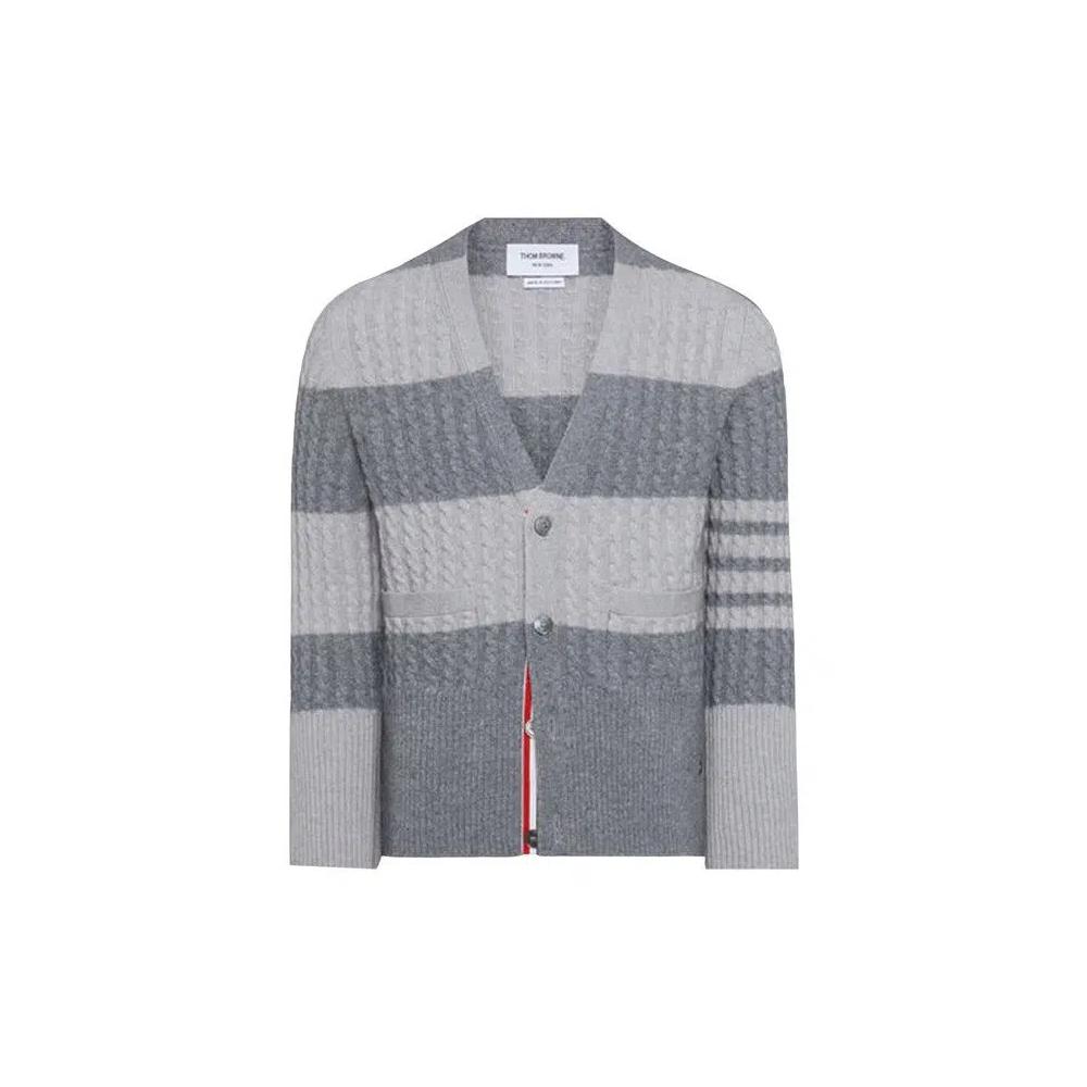 Кардиганы Thom Browne 4 Bar Stripe Classic Neck Cardigan 'Tonal Grey' 1