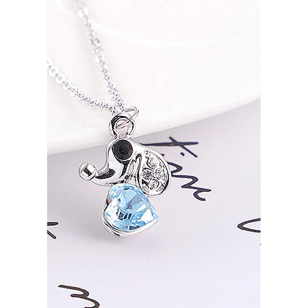 Набор колье и серег с милым слоном в коробке, украшенный кристаллами Swarovski - Синий 5