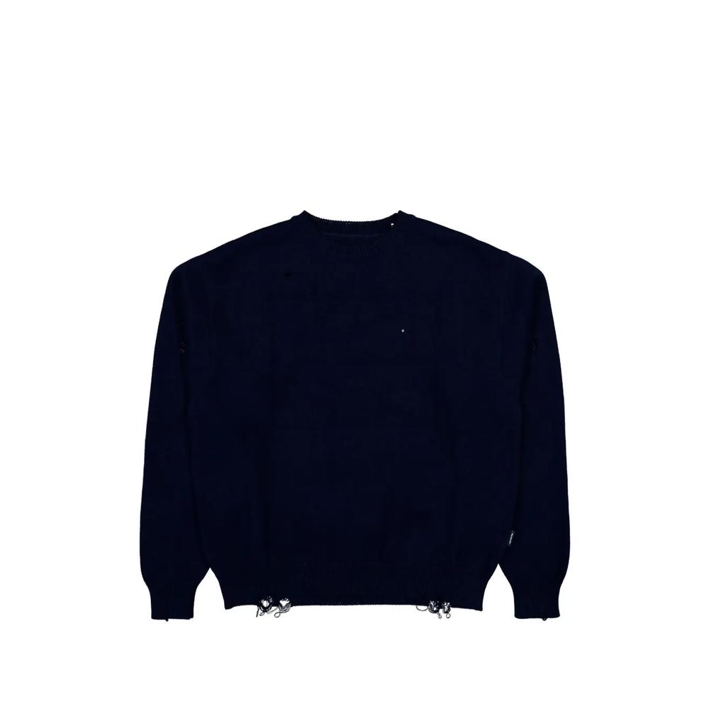 distressed slogan-knit sweater 1