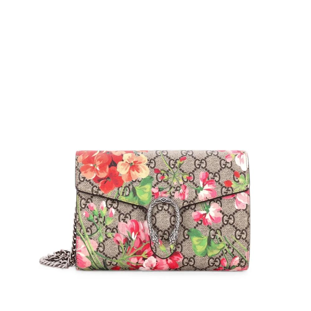 Маленькая сумка через плечо Dionysus Chain Wallet Blooms Print GG Coated Canvas 1