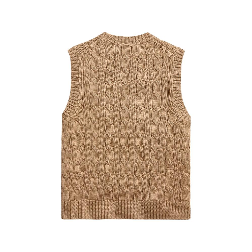 cable-knit V-neck vest 2