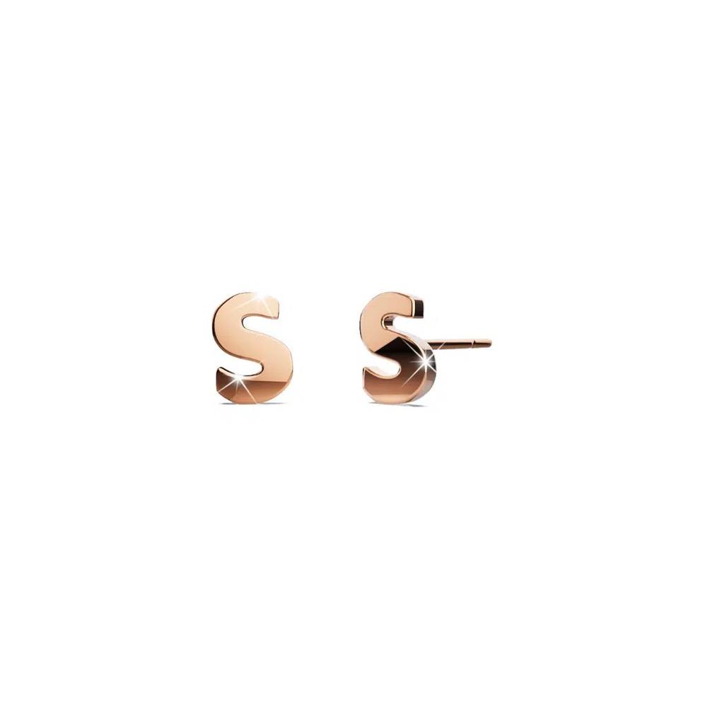 Серьги с подвеской в виде буквы алфавита Bold Alphabet Letter Initial Charm в розовом золоте - S 1