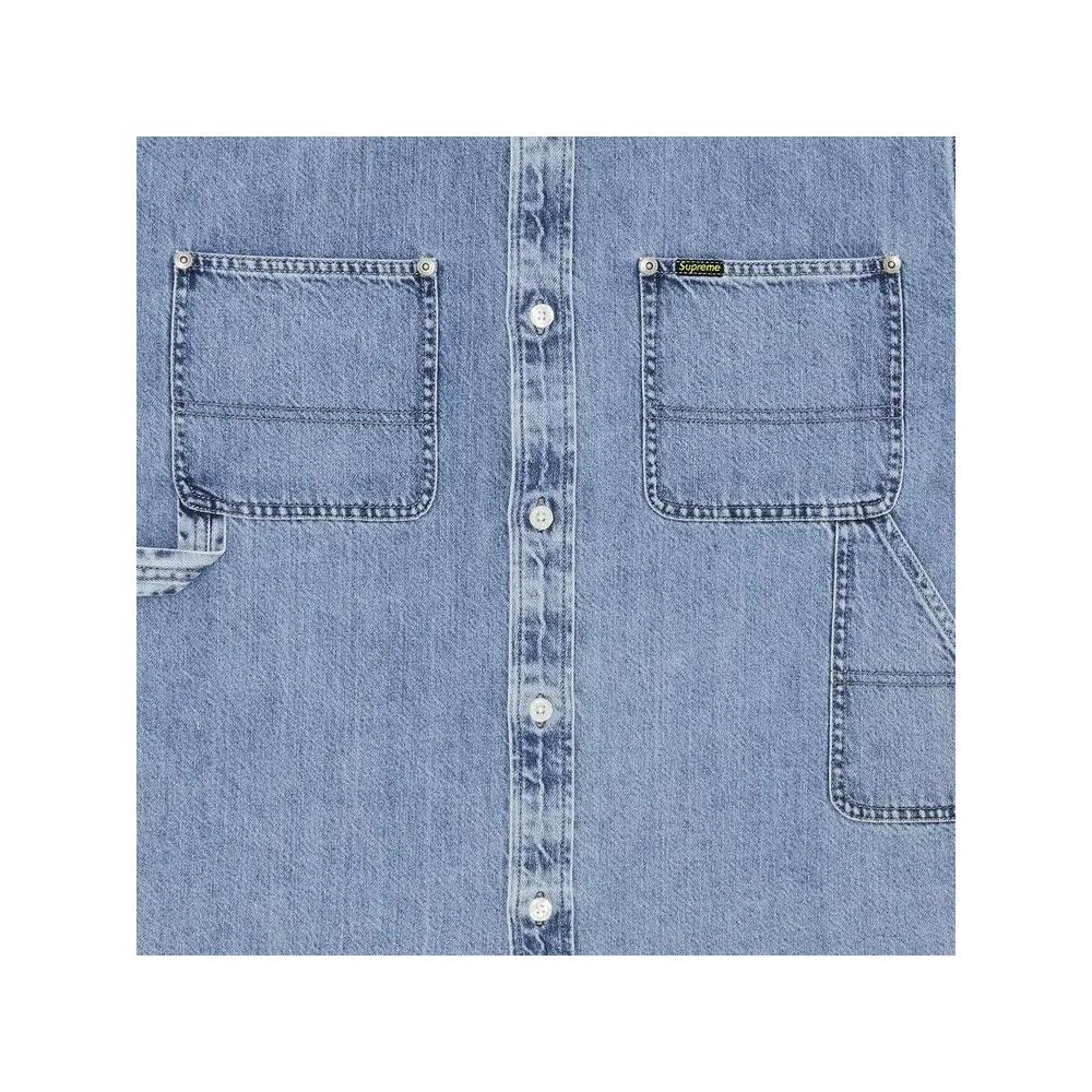 Рубашки на пуговицах Supreme Loose Fit Short-Sleeve Denim Painter Shirt 'Washed Indigo' 2