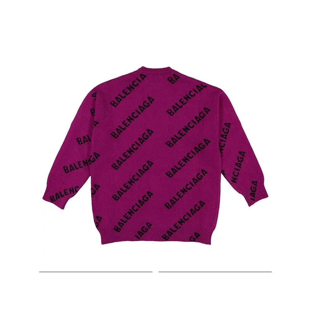 Толстовки Balenciaga All Over Logo Sweatshirt 'Фуксия/Черный' 2