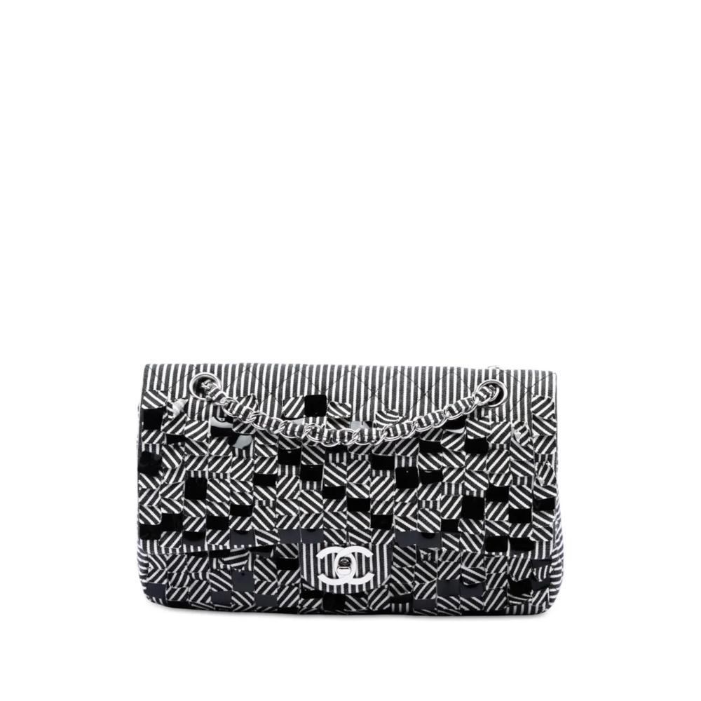 Сумка на плечо Classic Canvas Sequin Stripes Double Flap среднего размера (2006-2008 годы) 1