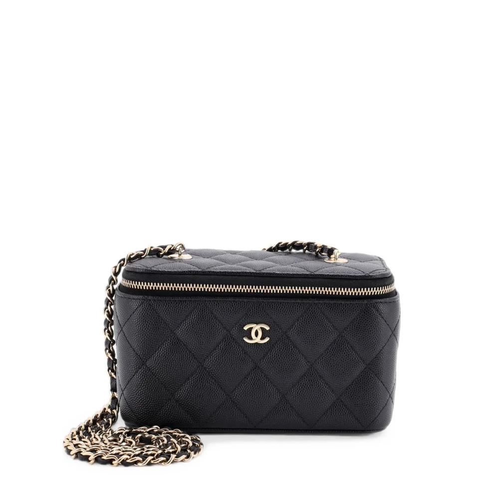 Маленькая сумка через плечо Classic Vanity Case with Chain Quilted Caviar 1