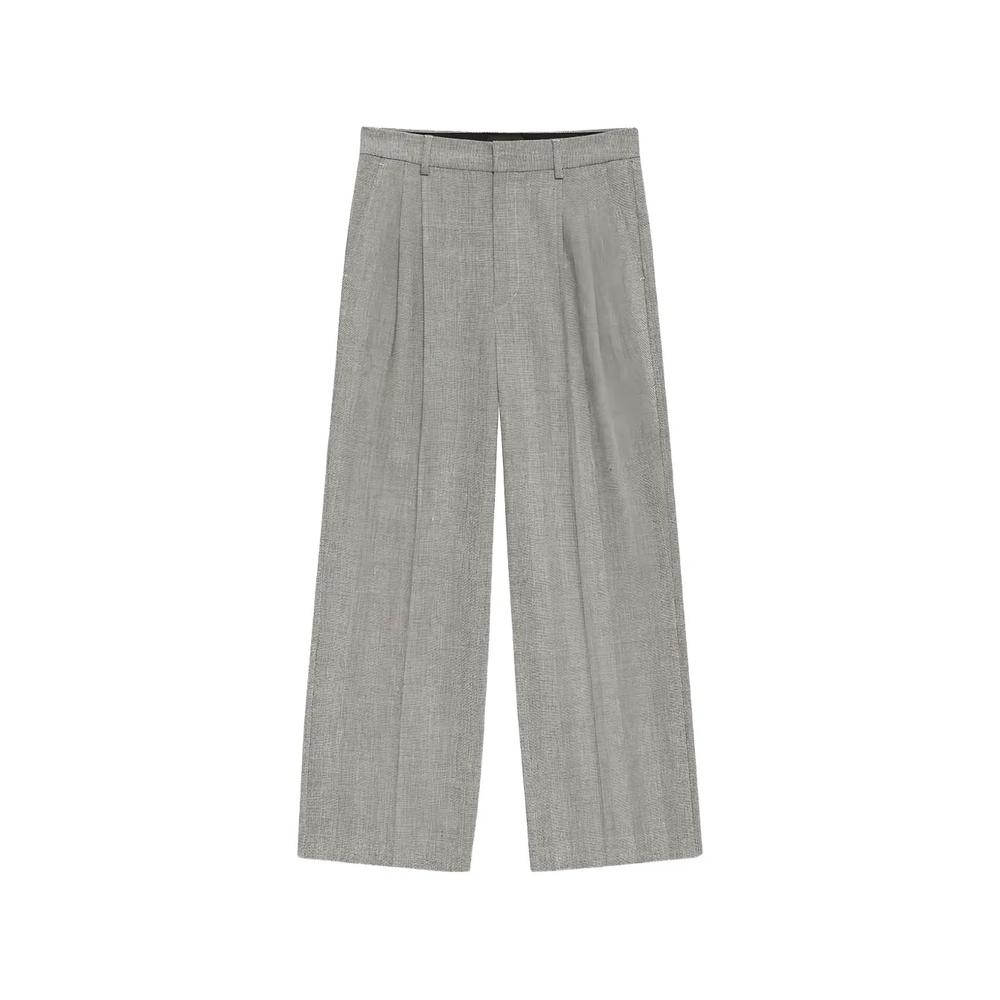 herringbone-pattern pleated trousers 1