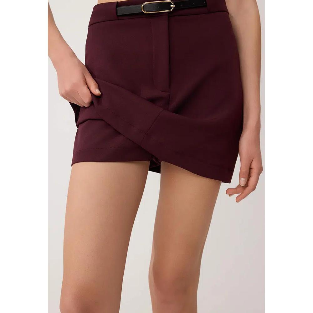 Сливовые мини-шорты и бермуды с поясом в юбочном стиле Twoaw26Sr55 4
