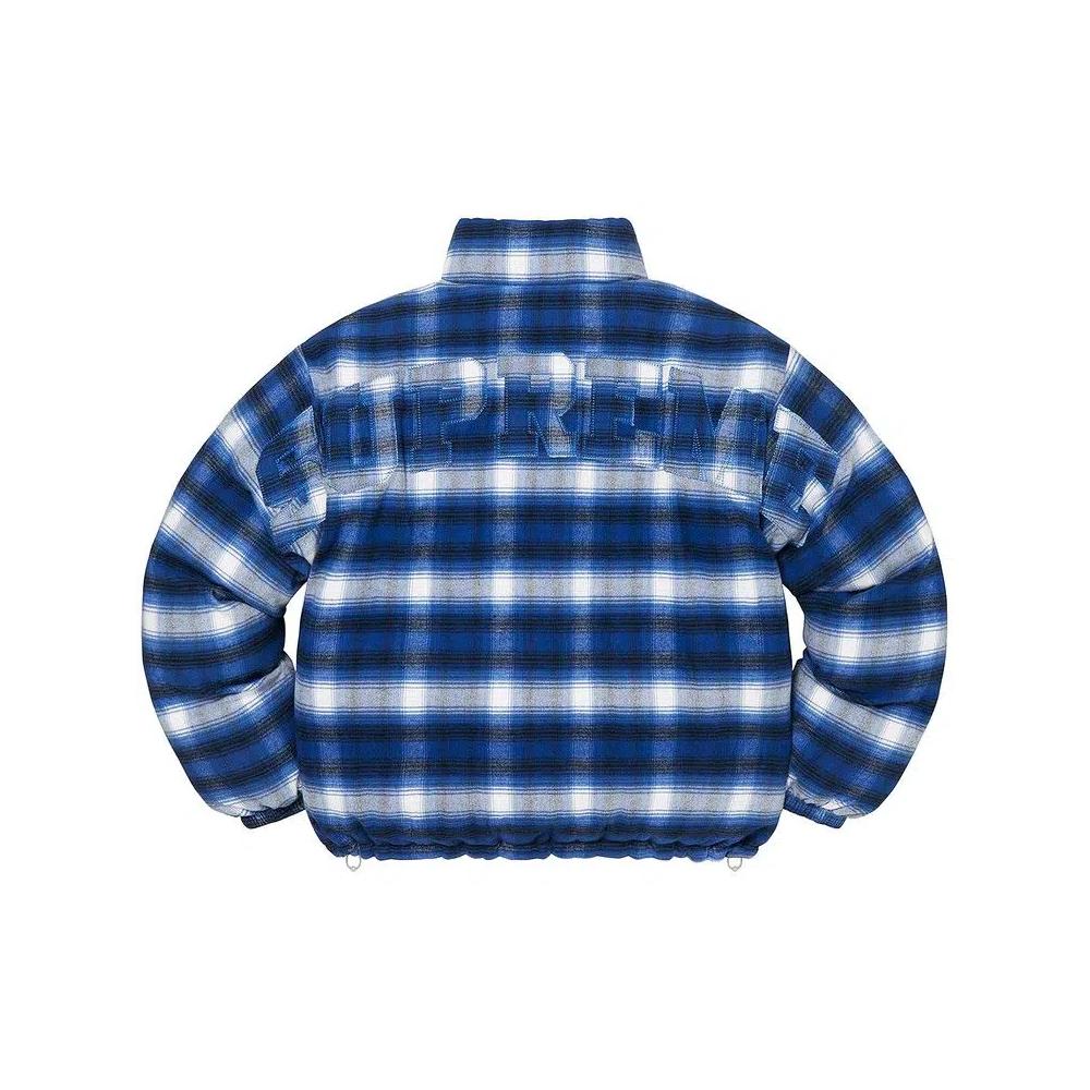 Пуховики Supreme Flannel Reversible Puffer Jacket «Серый» 2