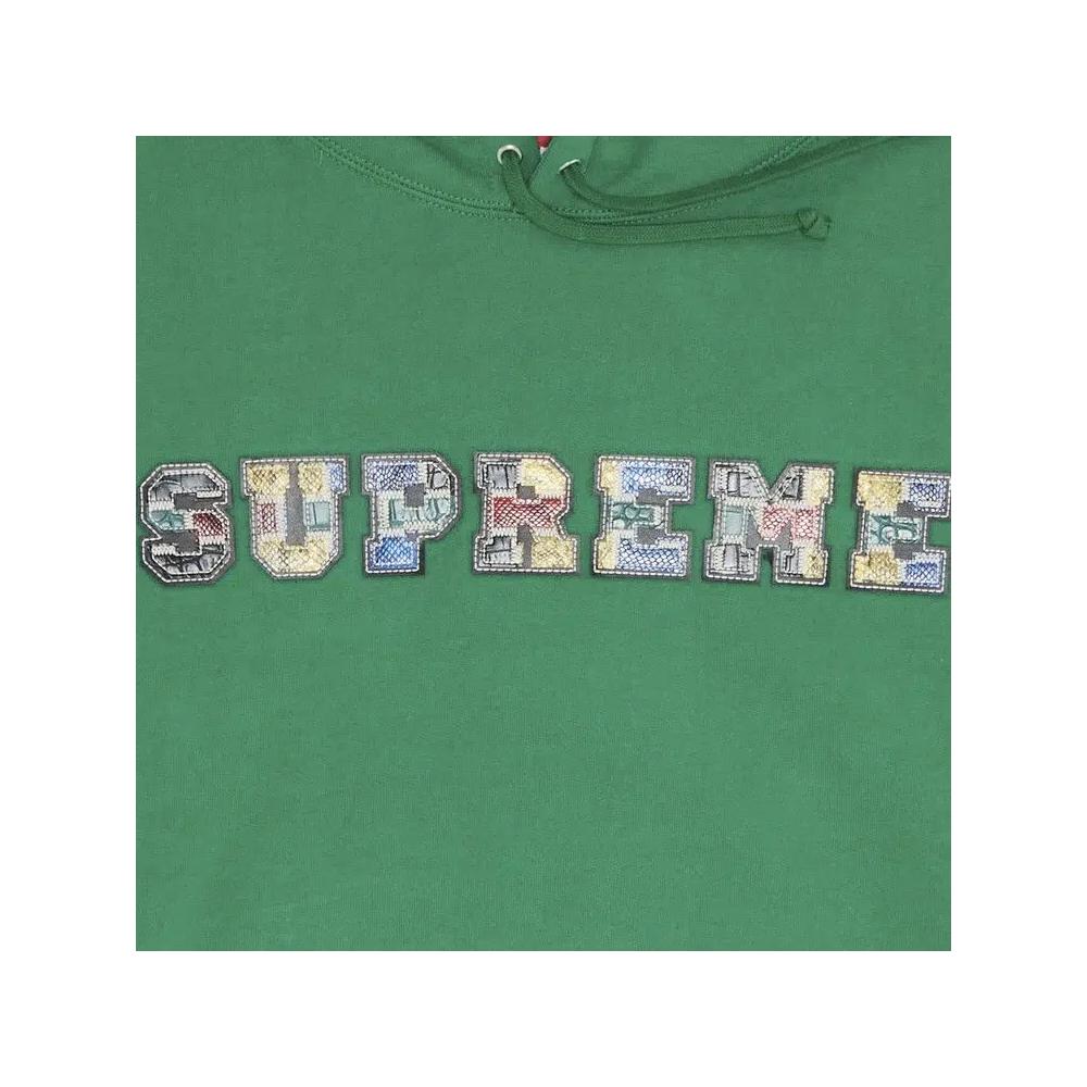 Худи Supreme Collegiate Patchwork Leather Hooded Sweatshirt 'Green' 2
