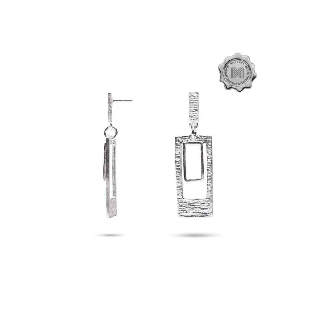 Серьги-гвоздики Millennia 2000 Double Rectangular White Gold с 925 стерлинговым серебром 5