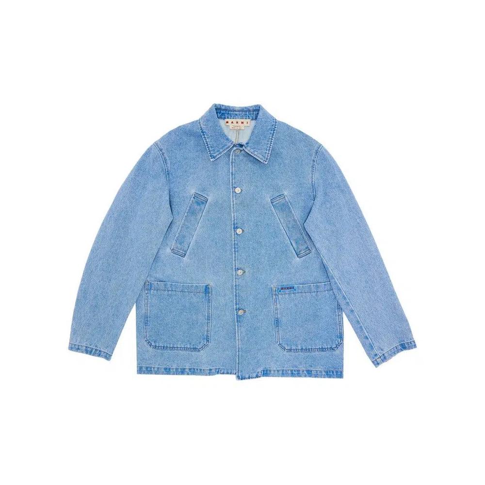 Джинсовые куртки Marni Bleached Coated Denim Jacket 'Кобальтовый' 1