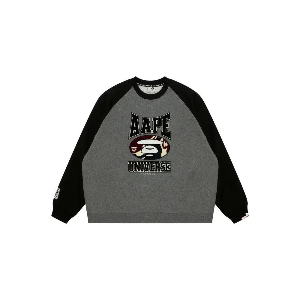 Свитшоты AAPE Universe Moonface Logo Raglan Sweatshirt 'Grey/Heather' 1