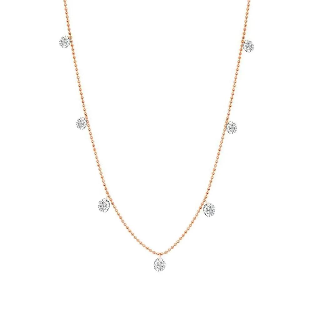 18K rose gold small Floating diamonds necklace 1