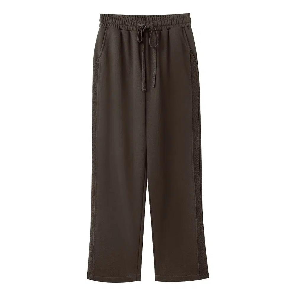 Однотонные брюки прямого кроя с боковой вставкой и разрезом [BA6984] 4