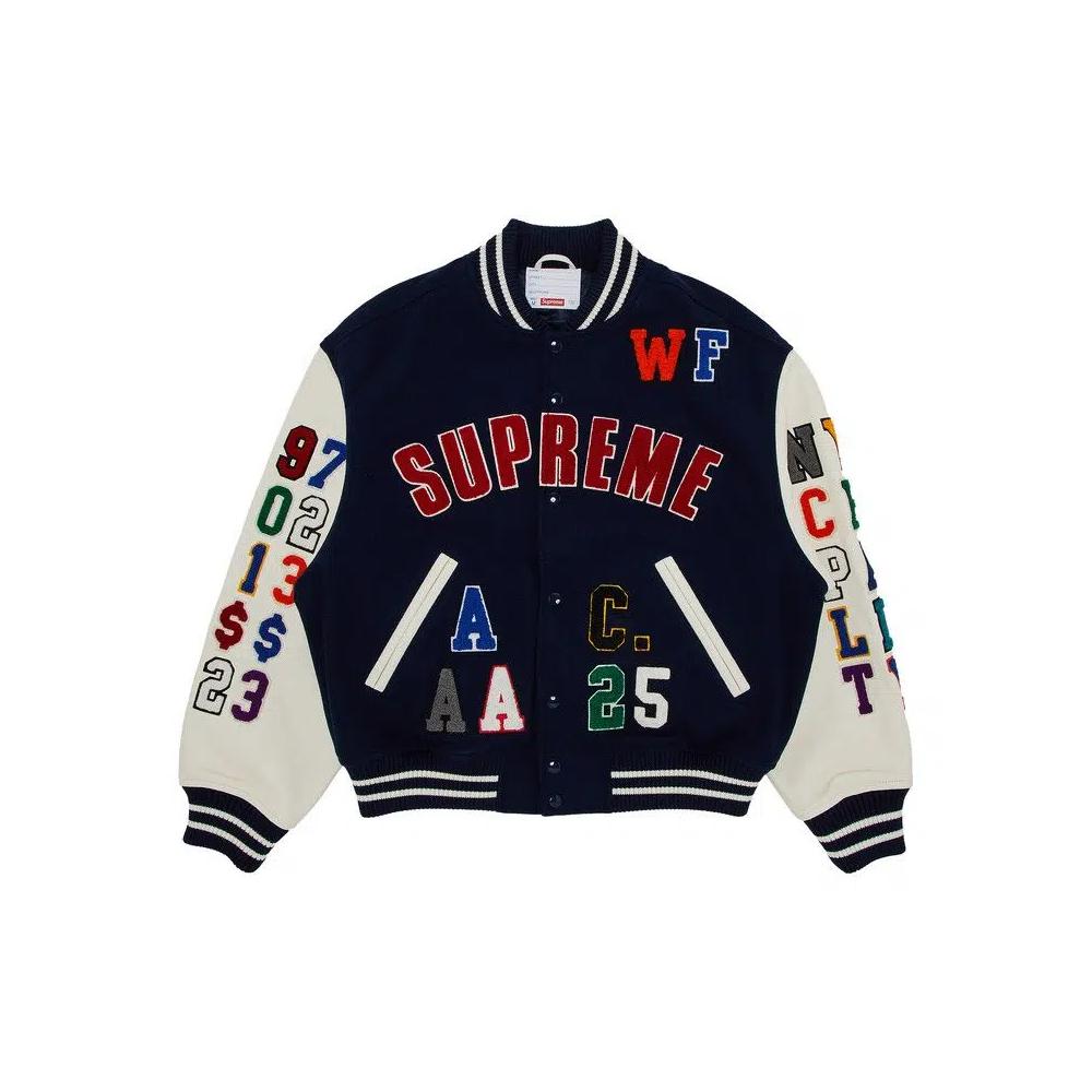 Варсити-куртки Supreme Praises Varsity Jacket 'Navy' 1