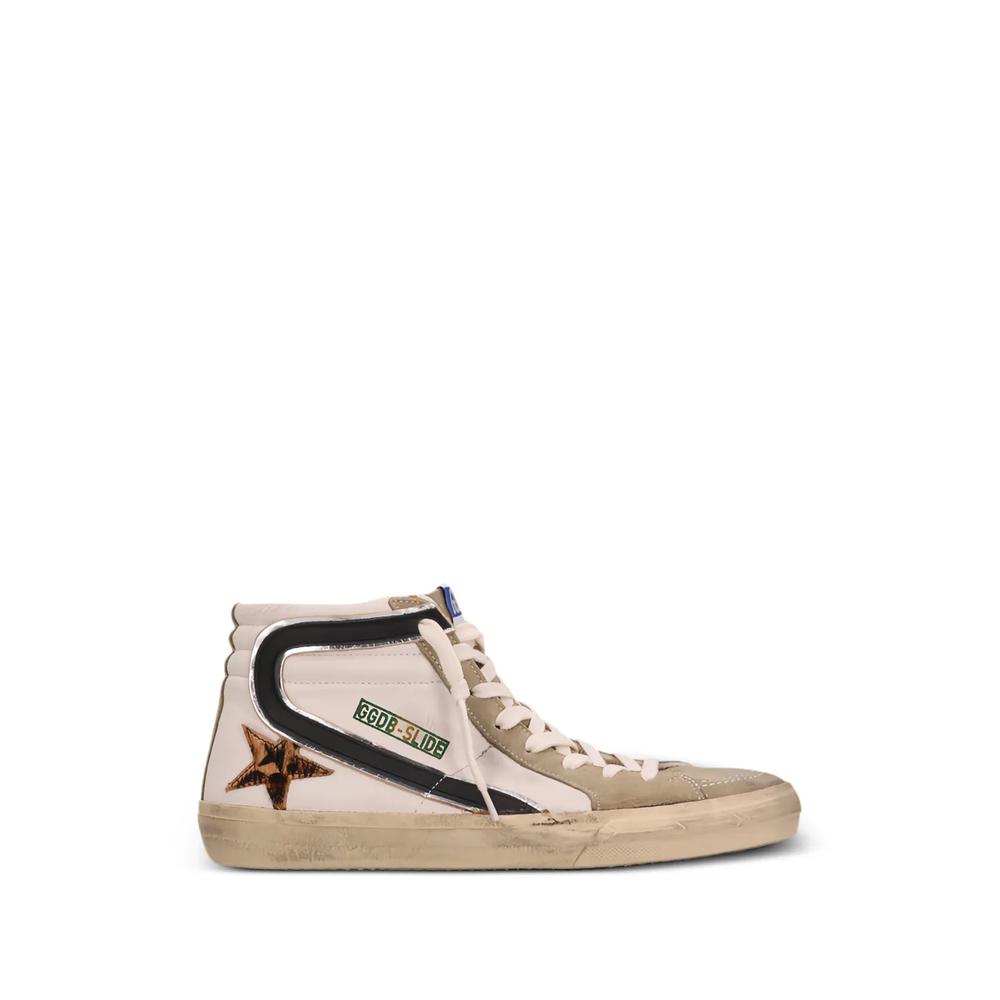 Slide with leopard print pony skin star and black flash trainers 1