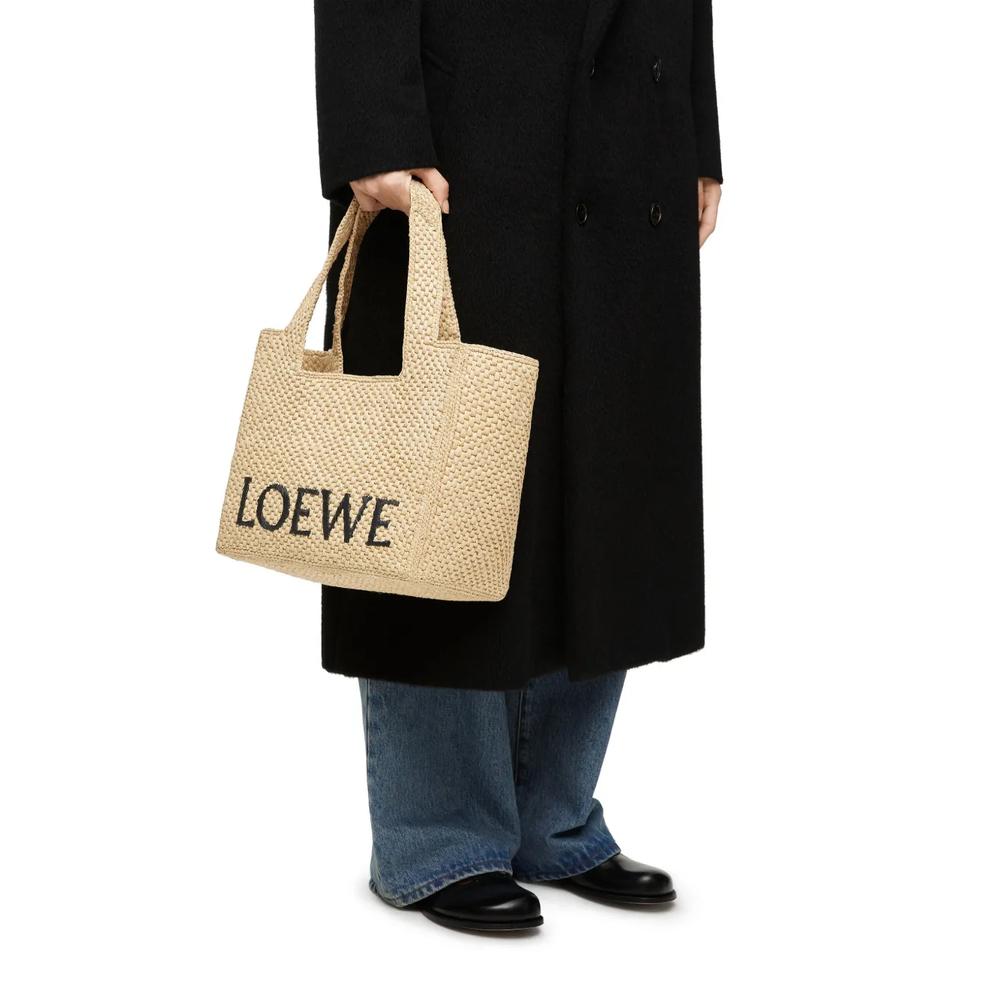 Medium LOEWE Font Tote in raffia 2