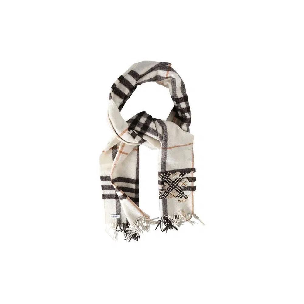 Шарфы Burberry Mu G Check Ekd X Stitch Scarf «Галька белый» 1