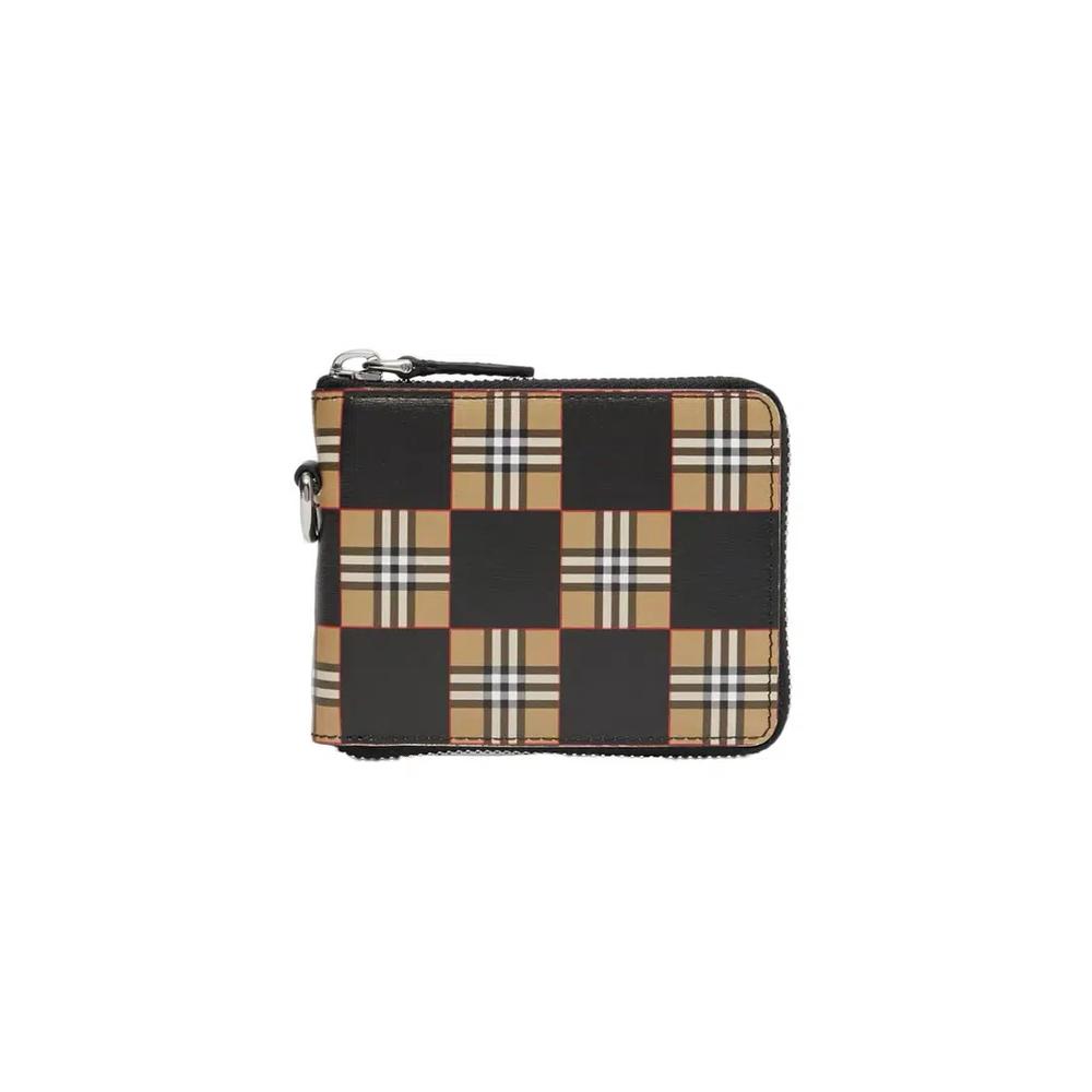 Кошелек с принтом в клетку на молнии в цвете Archive Beige/Black 1