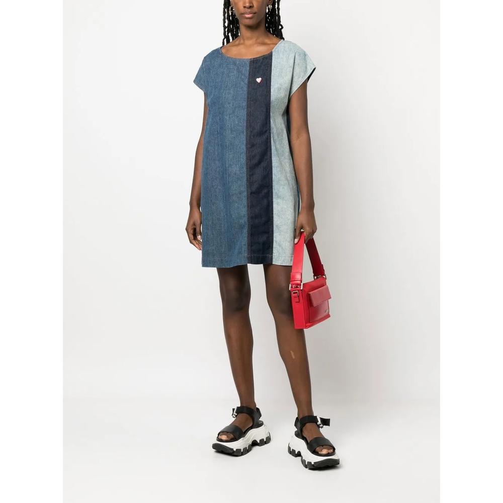 stripe-panel denim dress 2