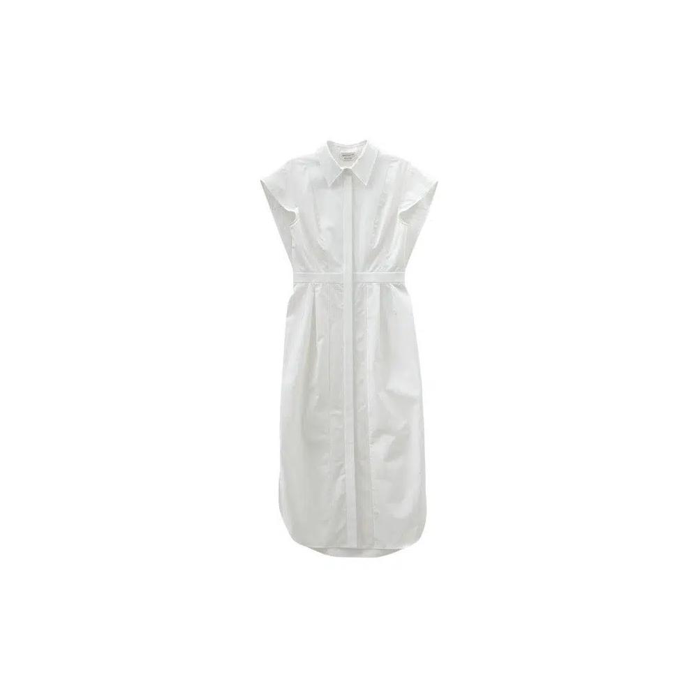 Короткое платье Alexander McQueen Cotton Pencil Shirt Dress 'Оптический белый' 1