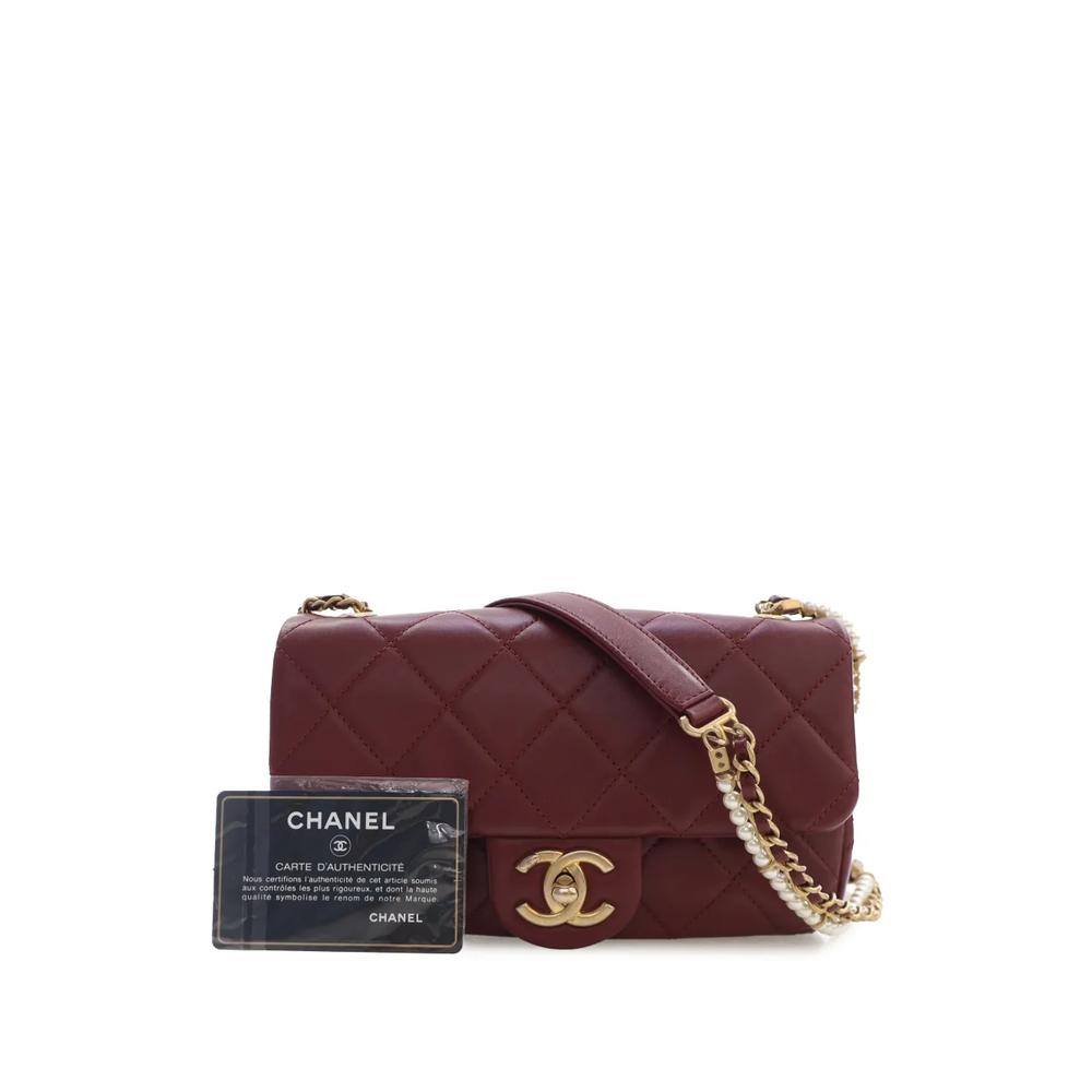Стеганая сумка через плечо Mini Quilted Calfskin Crystal Pearls Chain Flap (2020 год) 2