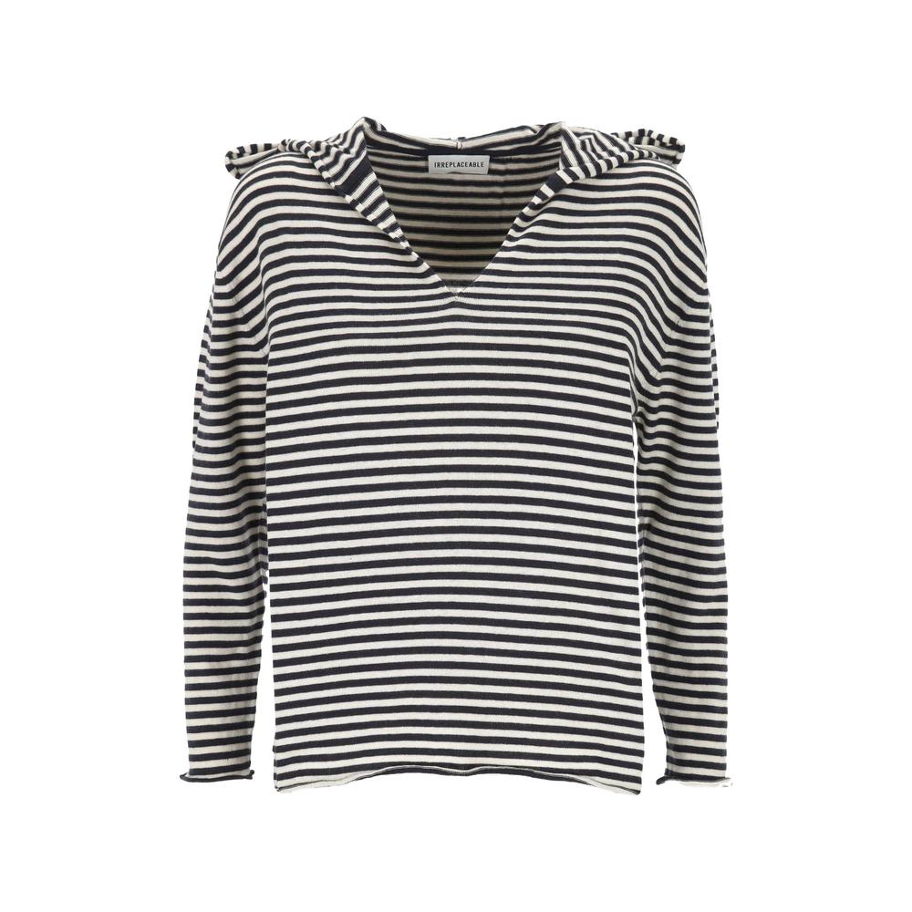 striped V-neck hoodie 1