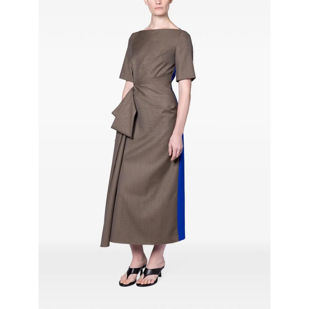 Caia knotted asymmetric-drape midi dress 3