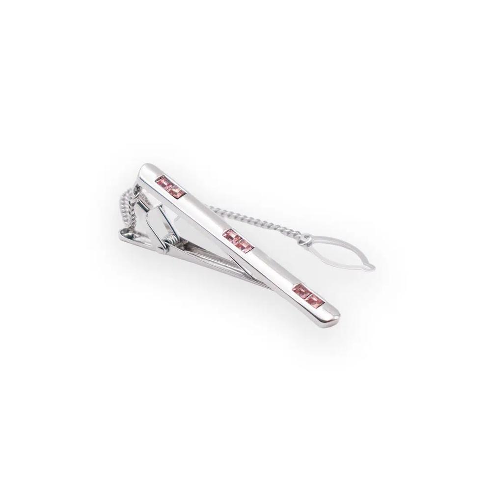 Зажим для галстука Almira Chrome Pink Diamonte 1