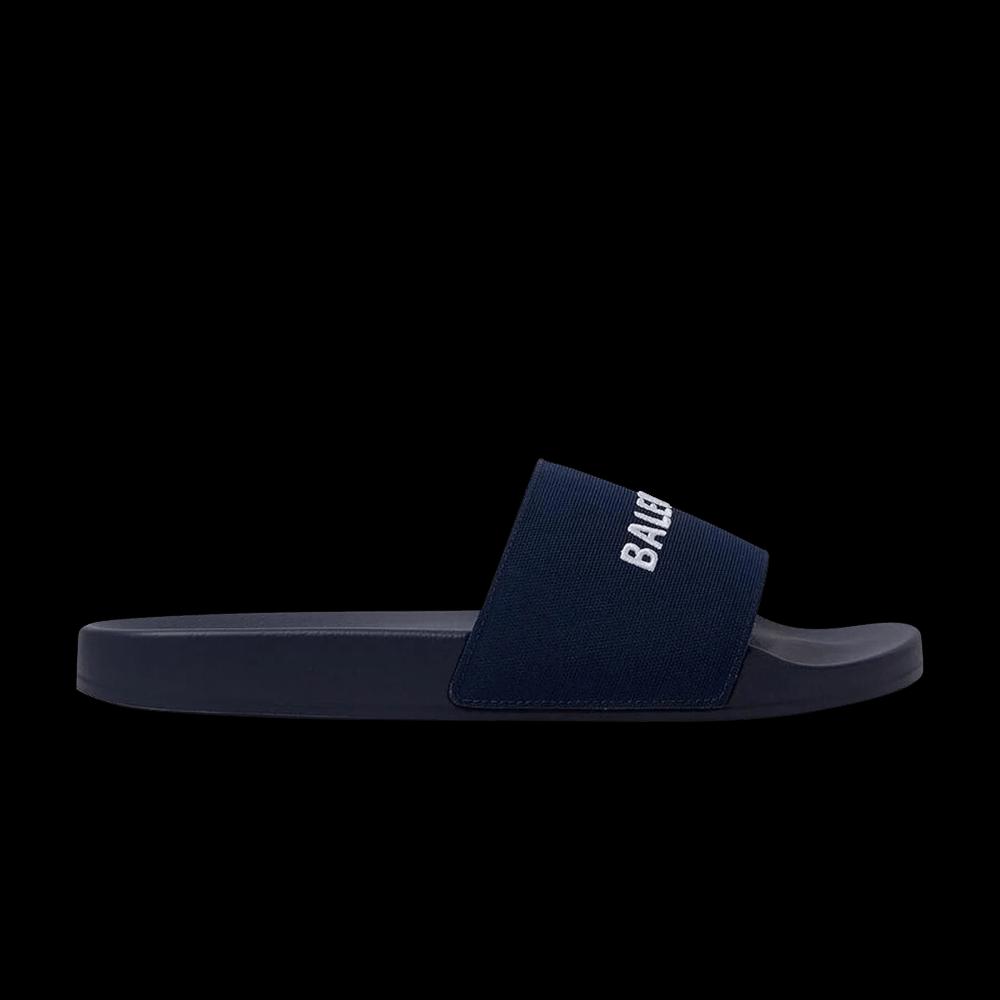 Balenciaga Logo Embroidered Pool Slides 'Темно-синий' 1